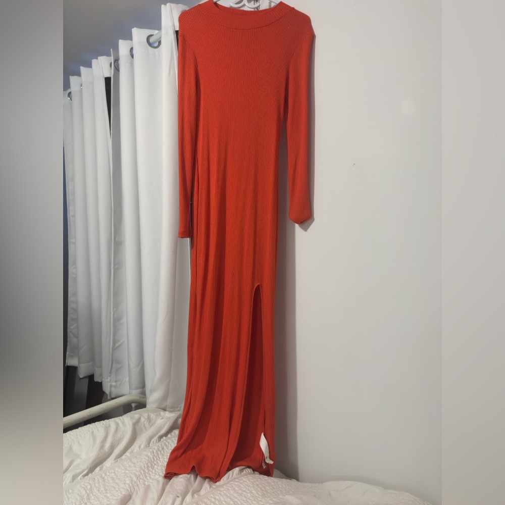Zara Vibrant Orange Long Sleeve Dress